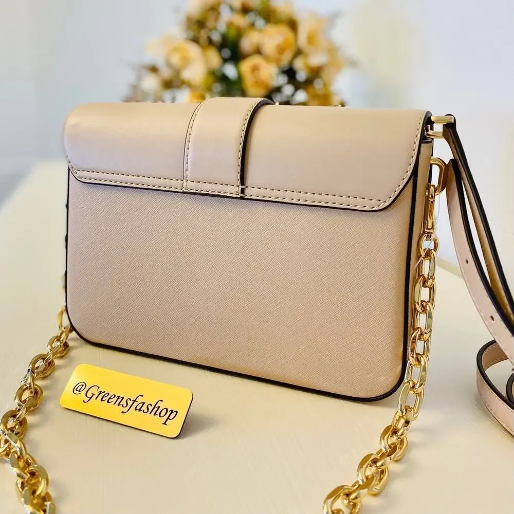 Michael Kors Carmen Medium Monogram Flap Crossbody leather buff - Picture 4 of 9